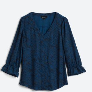 Fortune & Ivy Collyn Navy Ruffle Sleeve Blouse Size M